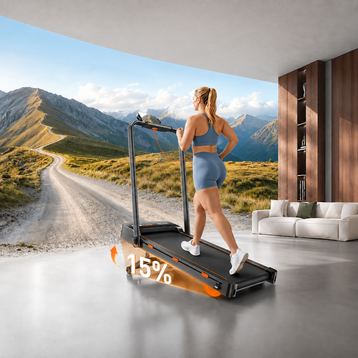 Acezoe P14 2-in-1 Folding Treadmill with 15% Auto Incline | Home Treadmill